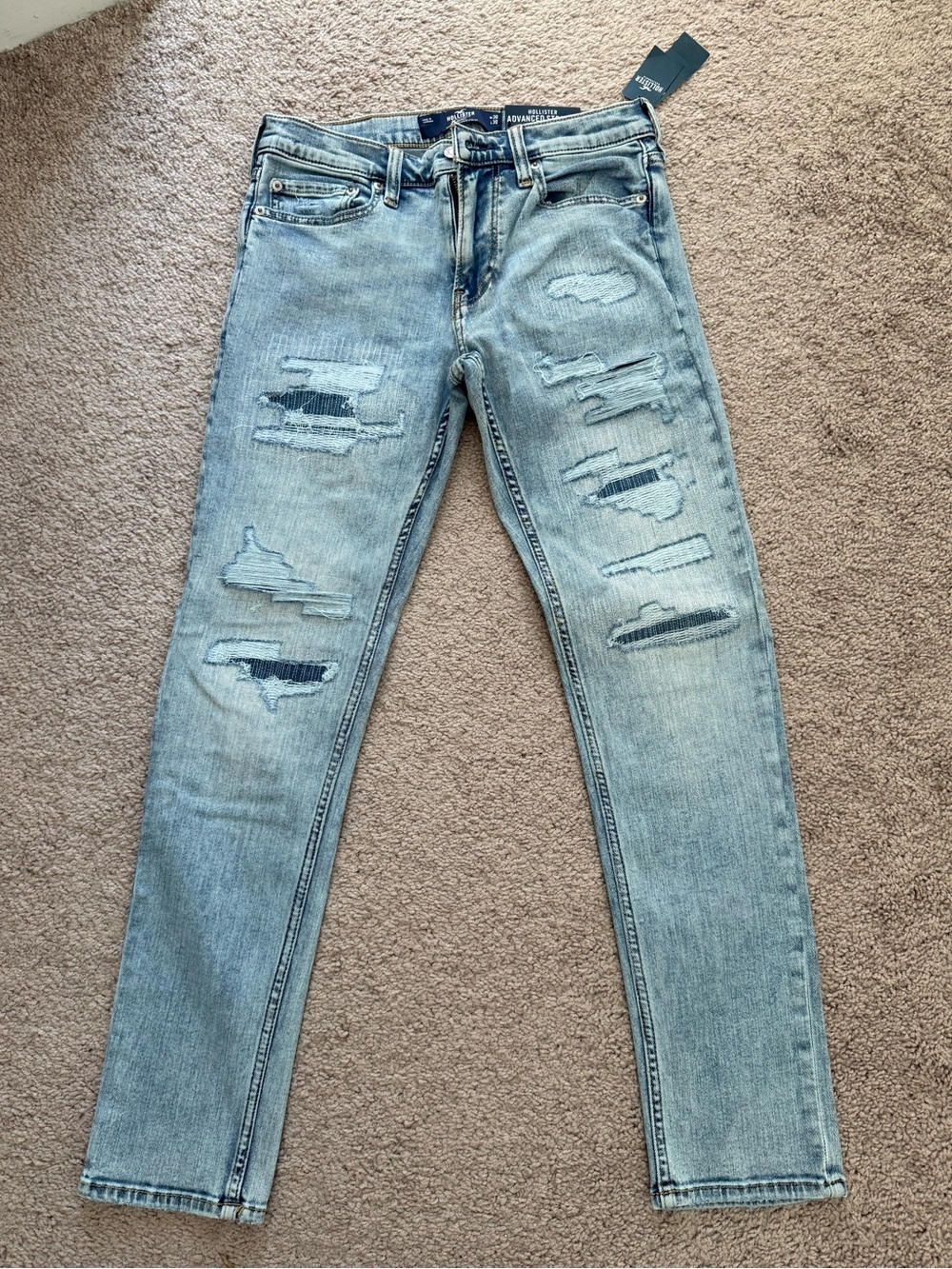 Hollister Light Blue Skinny Ripped Jeans